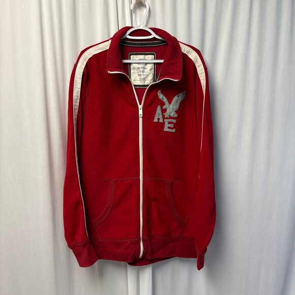 American Eagle Mens Red Full-Zip Jacket Size XLT Vintage Fit Sweatshirt Track - Picture 1 of 7